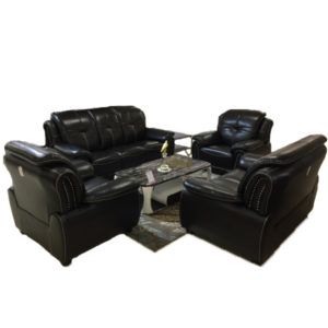 BLACK LEATHER SOFA (SA414)