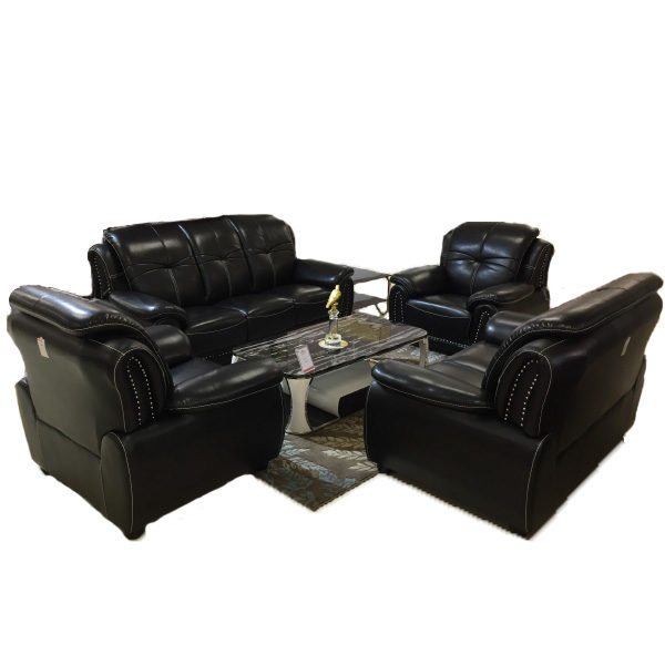BLACK LEATHER SOFA (SA414)
